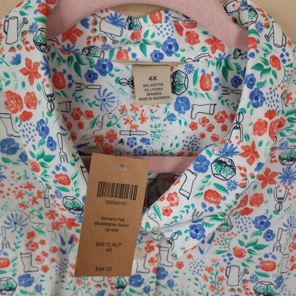 Duluth Wrinklefighter Button Up Shirt in Gardener Floral Plus Size 4X - Picture 8 of 9